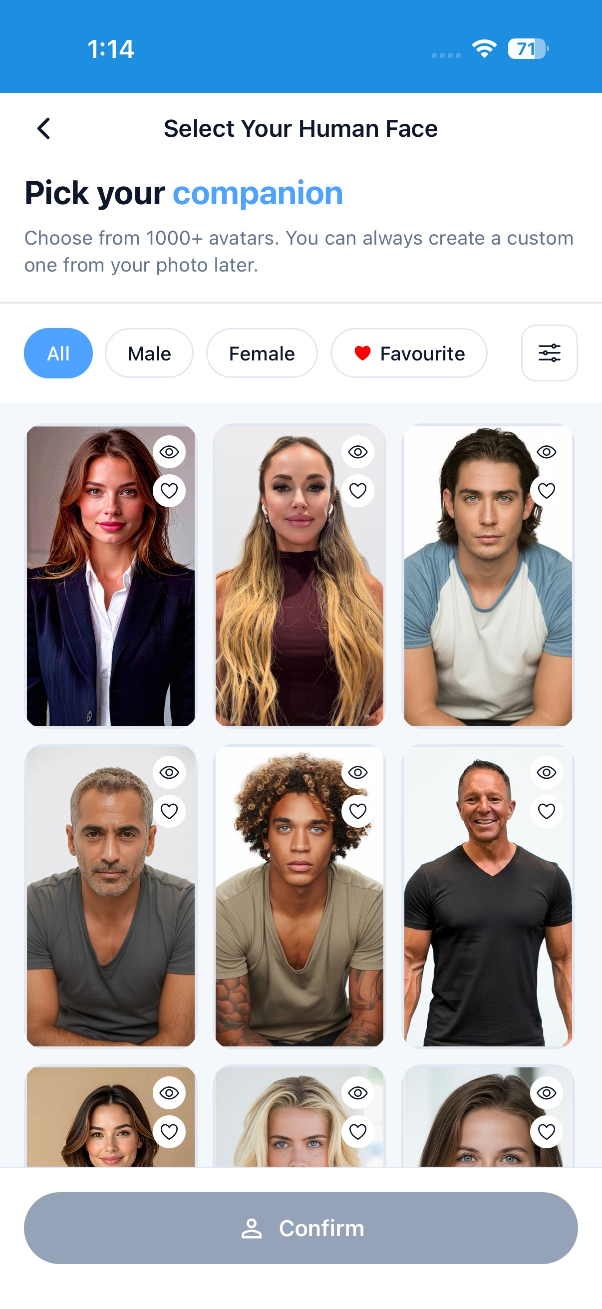 Sybo.ai Top Agents screen — pick an expert AI companion for finance, health, legal or fitness